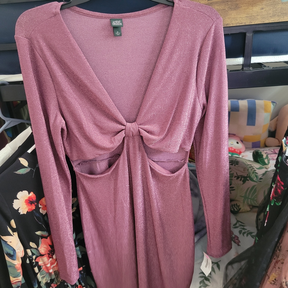 Wild Fable Purple Tie Front Bodycon Dress
